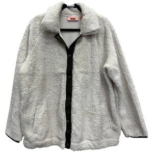 893. 3X - EVRI - Sherpa Snap Button Fuzzy Cozy Jacket with pockets NWOT